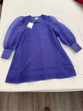 NWT Ganni | Organza A-shaped Mini Dress | Simply Purple size 42